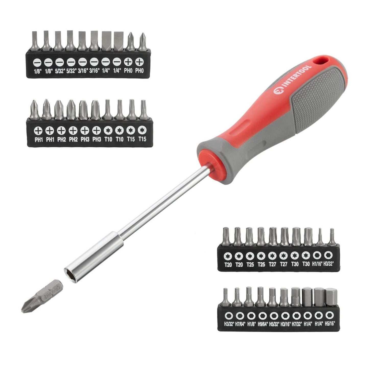 INTERTOOL 58 pcs Magnetic Screwdriver Set with Case, Tool Set Repair Kit, Precision Screw Drivers, Multi Bit Driver, Home Improvement & Garage VT08-3358