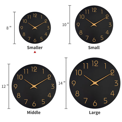 Mosewa Wall Clock 8 Inch Black Wall Clocks Battery Operated Silent Non-Ticking - Simple Minimalist Rose Gold Numbers Clock Decorative for Bedroom,Living Room, Kitchen,Home,Office