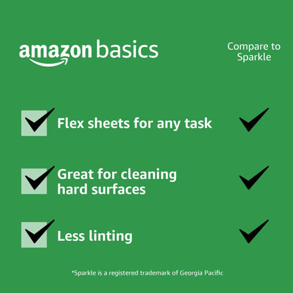 Amazon Basics 2-Ply Flex-Sheets Paper Towels, 6 Basics Rolls = 16 Regular Rolls, Everyday Value with 150 Sheets per Roll