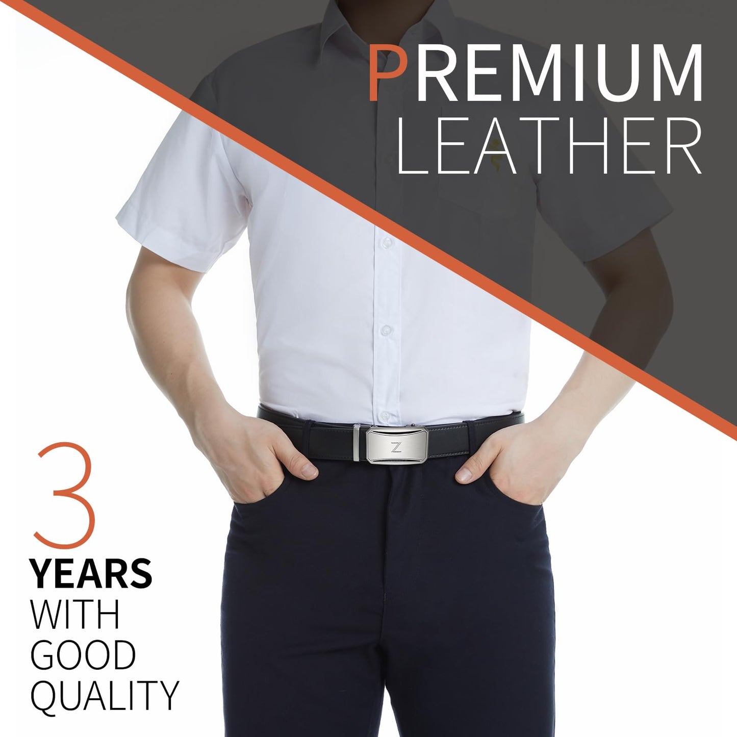 Zitahli Mens Belt Leather - Ratchet Belt for Men Dress Pant Shirt Oxfords,Micro Adjustable Black Brown Belt,Trim To Fit 30"-36"