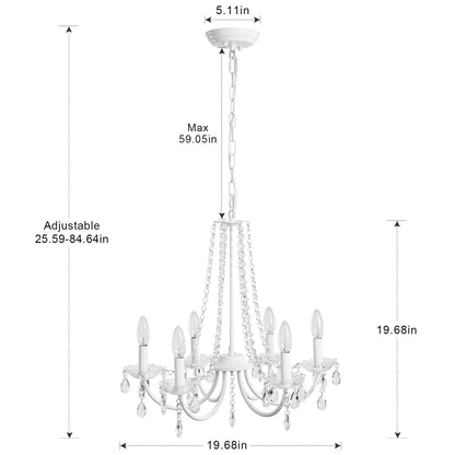 YLCHYTDZSW Chandelier for Bedroom 6-Light White Chandelier Crystal Chandeliers Modern Small Chandelier Light Fixture for Girls Bedroom Foyer Entryway Living Room