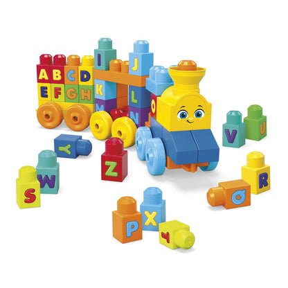 MEGA BLOKS First Builders Toddler Building Blocks Toy Set, ABC Musical Train with 50 Pieces, Music and Sounds, Ages 1+ Years