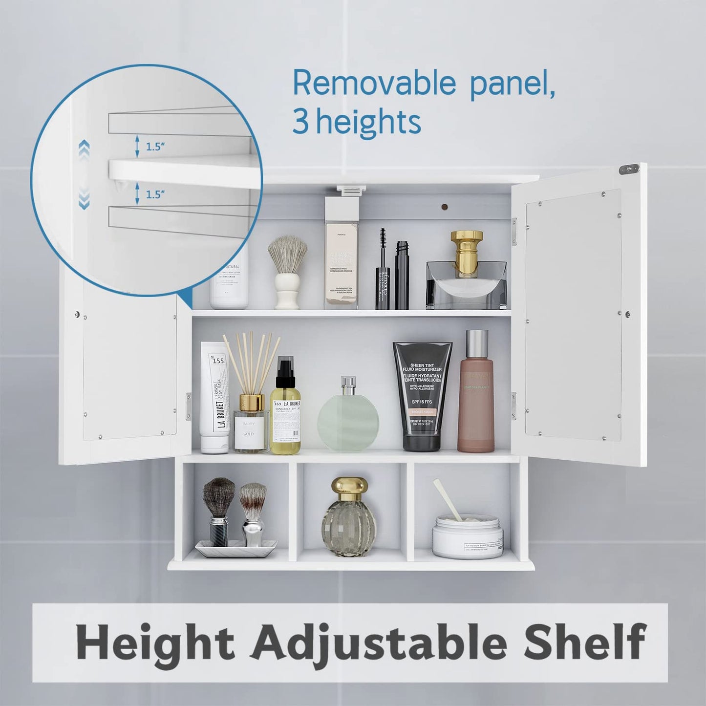 Bathroom Wall Cabinet with Adjustable Shelves