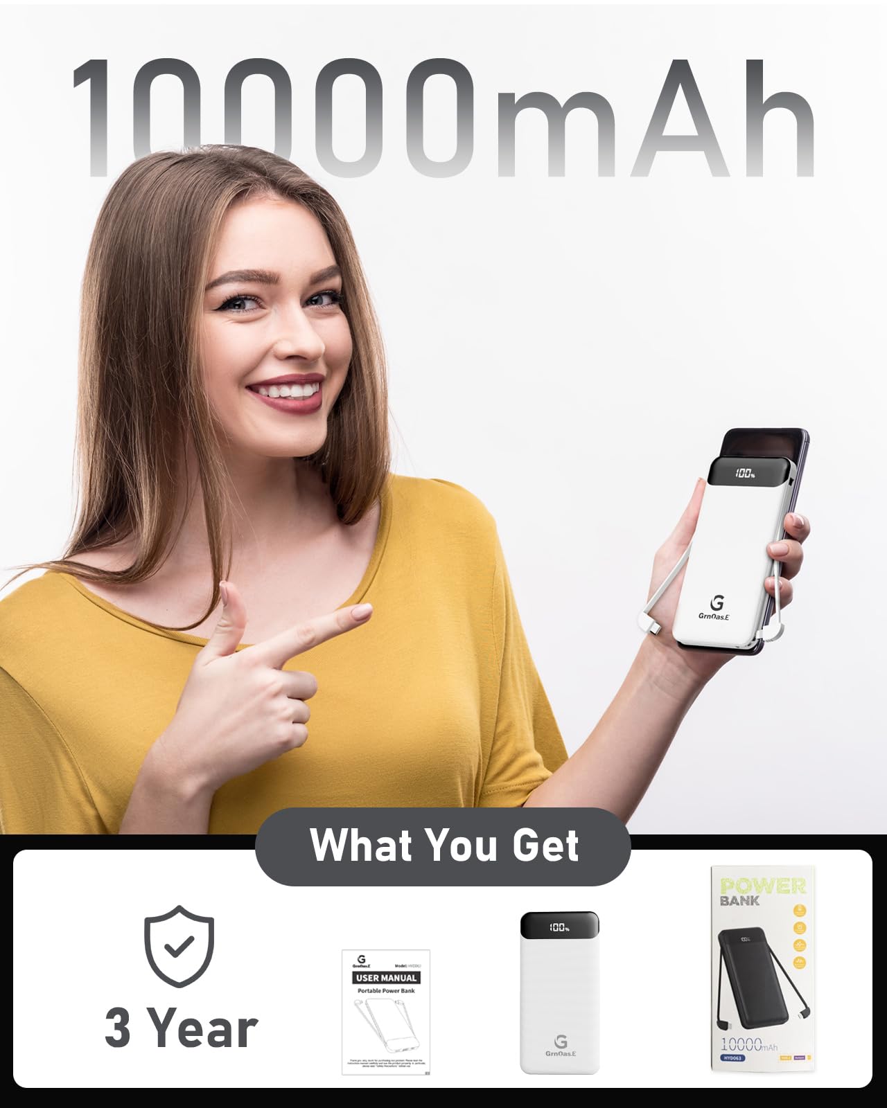 10000mAh Portable Power Bank with Fast Charging