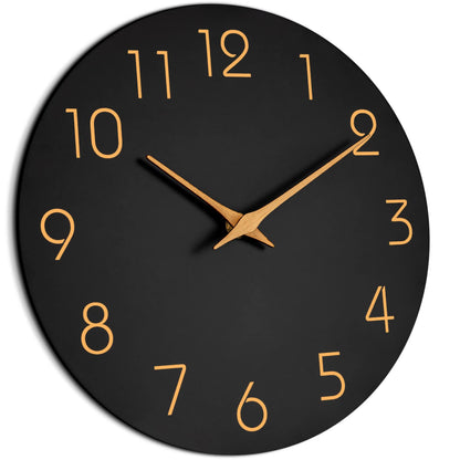 Mosewa Wall Clock 8 Inch Black Wall Clocks Battery Operated Silent Non-Ticking - Simple Minimalist Rose Gold Numbers Clock Decorative for Bedroom,Living Room, Kitchen,Home,Office