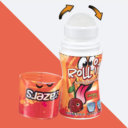 Zazers Sour Rolling Liquid Candy, Cherry Flavored Sour Candy - 3 Pack of Roll-It Bottles - Gluten-Free and No Coloring Added (Kosher 1.35 OZ. each Bottle)