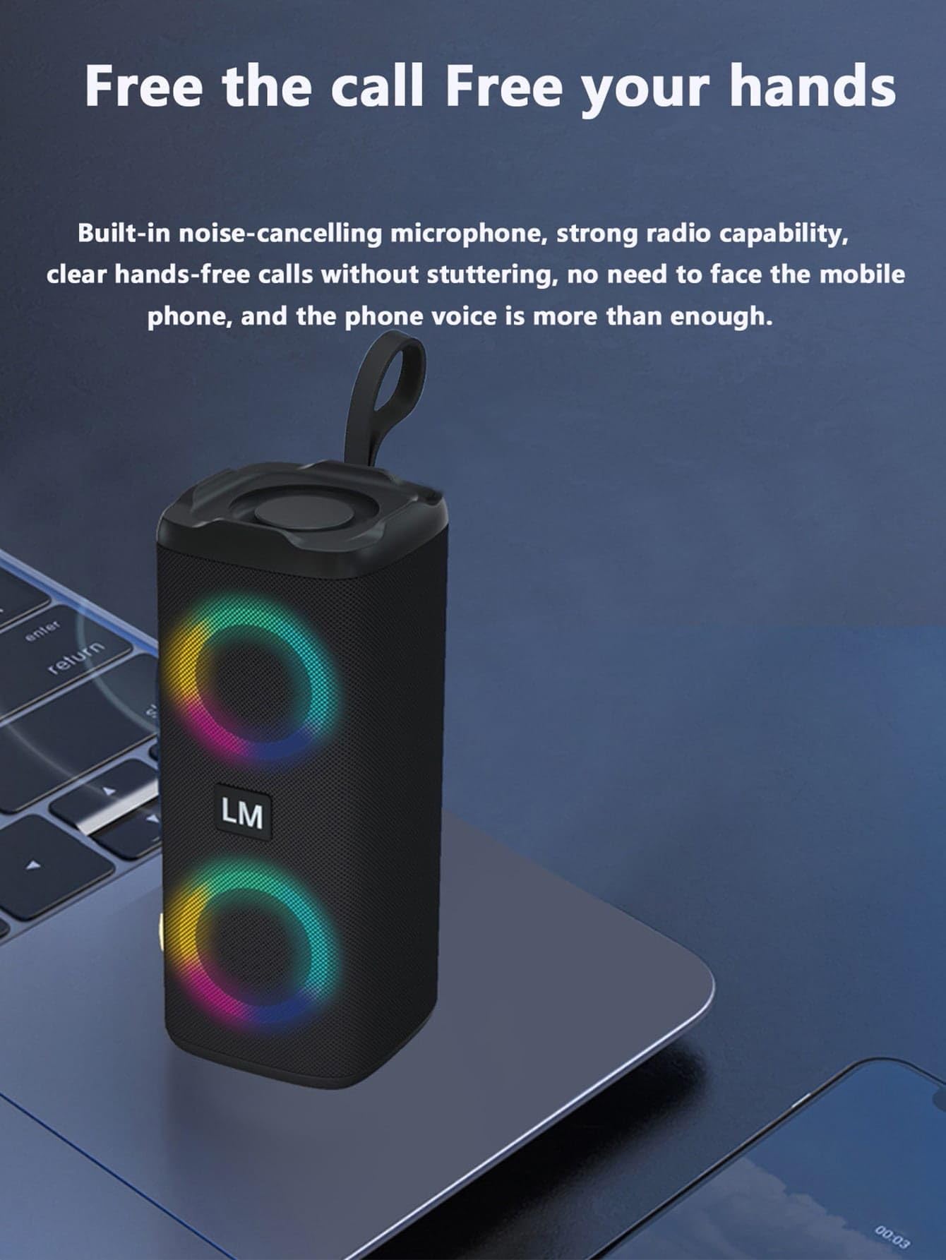 Portable Bluetooth Speaker with RGB Lights