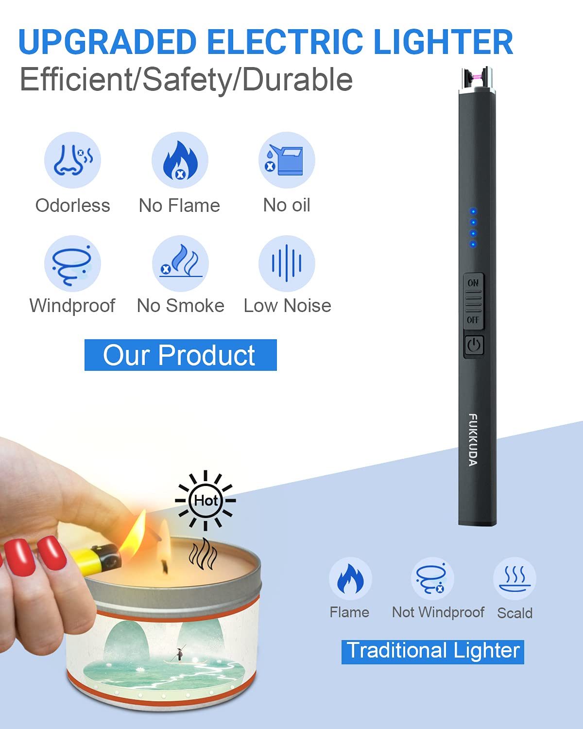 Electric Candle Lighter - USB Rechargeable & Windproof