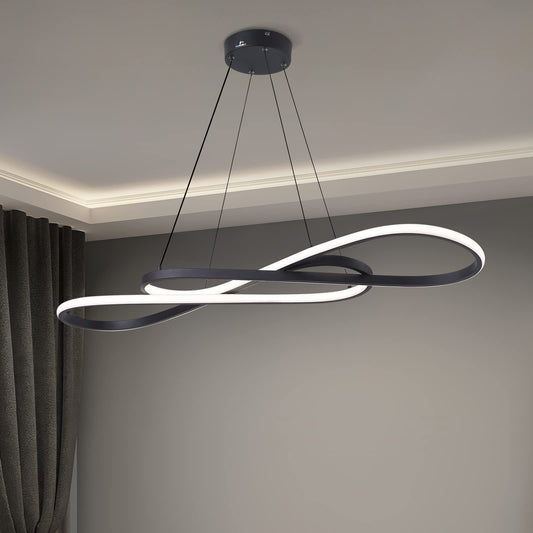 Afaoel Modern LED dimmable Chandelier 45W Color Temperature 3000K-4000K-5000K Creative Design Suitable for Living room Dining room Kitchen Island Bedroom foyer Note The shape (Black, 40 Inch)