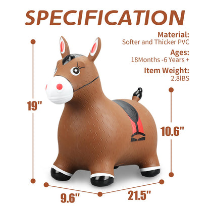 Skyroku Inflatable Bouncing Horse for Kids – Fun Ride-On Toy with Ear Handle, Soft & Durable, Promotes Physical Activity, Perfect for Indoor & Outdoor Play, Ages 1-5