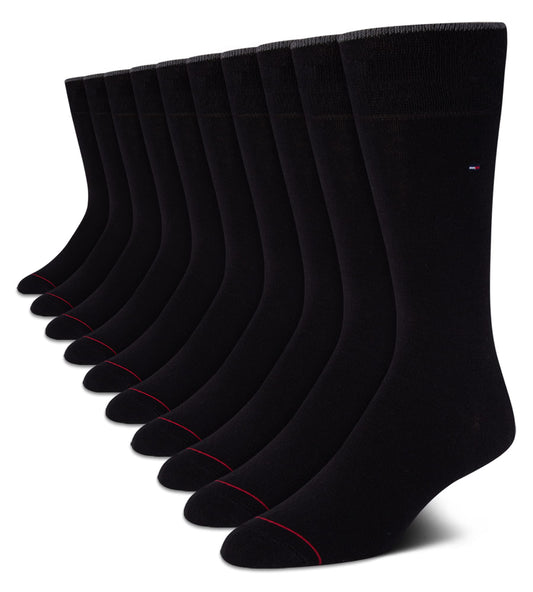 Tommy Hilfiger Men's Dress Socks 10 Pack Black