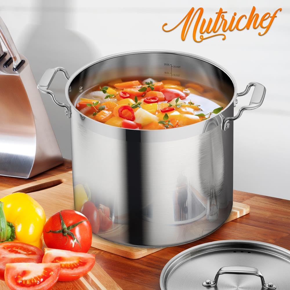 NutriChef 20 Quart Heavy-Duty Stockpot For Cooking