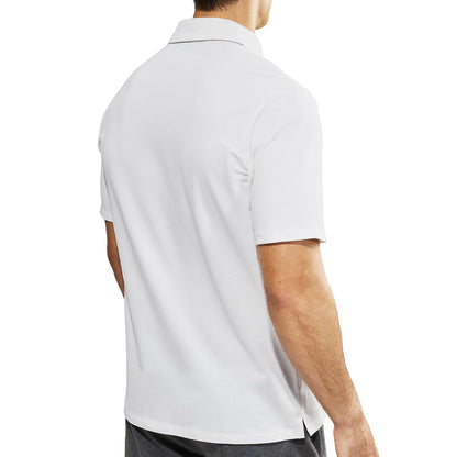 Haimont White Polo Shirts for Men Short Sleeve Cotton Golf Tshirts with Collar, Regular Fit, S