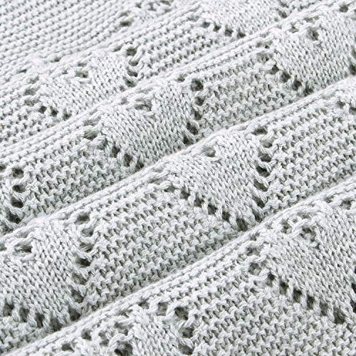 mimixiong 100% Cotton Neutral Baby Blanket Knit Cellular Receiving Crib Nursery Swaddling Blankets for Newbron Baby Size 40x30 Inch