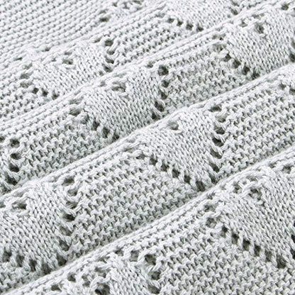 mimixiong 100% Cotton Neutral Baby Blanket Knit Cellular Receiving Crib Nursery Swaddling Blankets for Newbron Baby Size 40x30 Inch