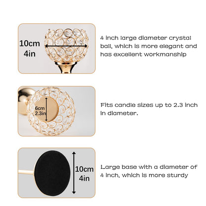 3-Piece Crystal Candle Holders for Home Decor