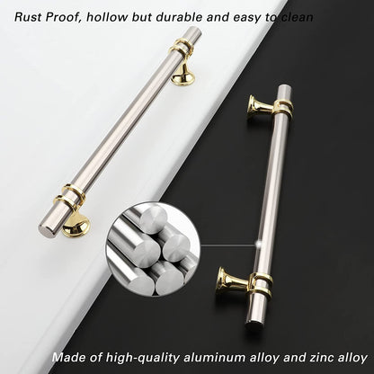 Brushed Nickel and Gold Cabinet Pulls - 10 Pack