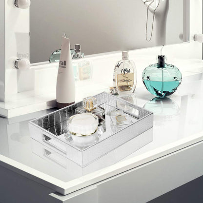 Silver Decorative Mirror Tray for Makeup Organizer