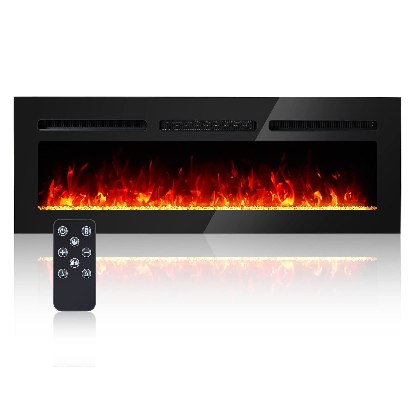 50 Inch Electric Fireplace, Recessed/Wall Mounted Electric Fireplace, Ultra-Thin Linear Fireplace with Remote Control, Timer,12 Adjustable Color Flame, 750/1500W