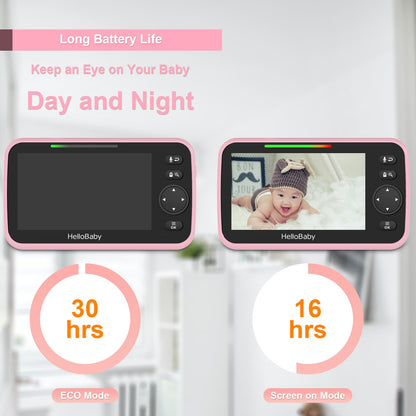 HelloBaby 5" Video Baby Monitor with Night Vision