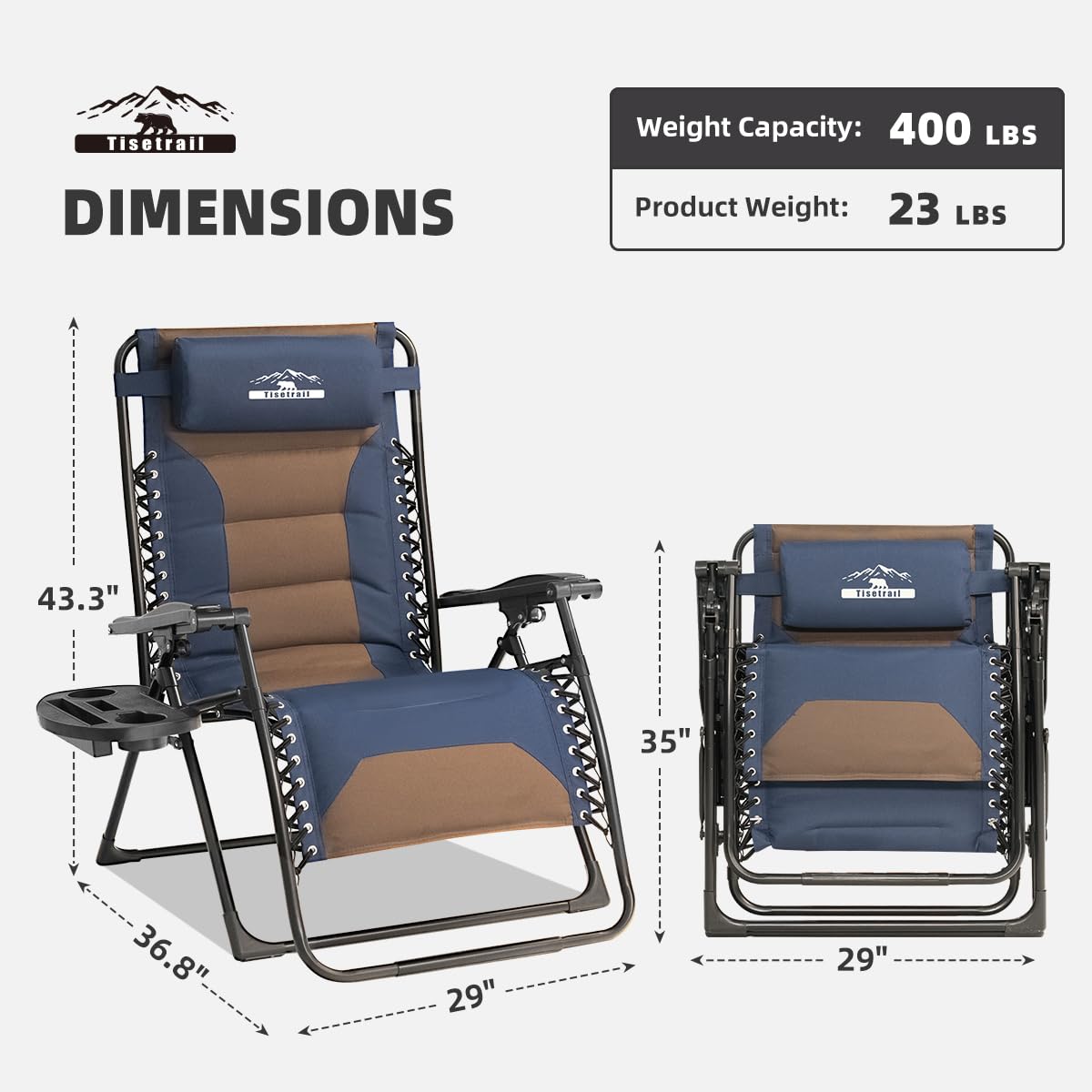 Set of 2 Oversized Reclining Lounge Chairs
