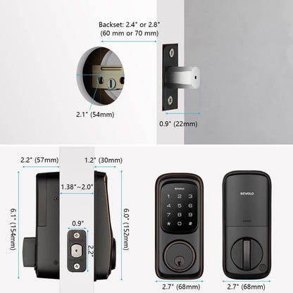 Revolo Keyless Touchscreen Deadbolt Lock, Oil-Rubbed Bronze