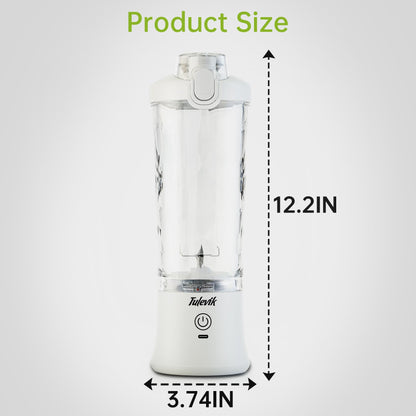 Portable Blender, Personal Size Blenders for Shakes and Smoothies, 20 Oz Mini Smoothies Blender, Kitchen USB Rechargeable Blender Cups with Travel Lid For Kitchen/Gym/Travel/Office, BPA-Free, White