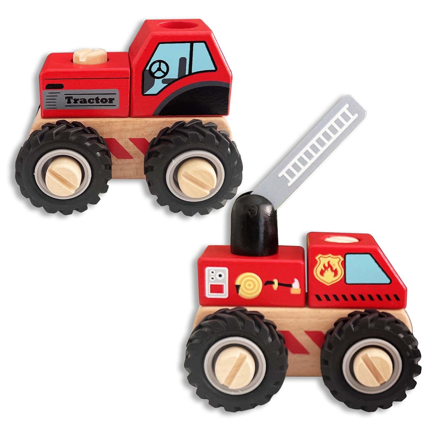 2 Pcs Wooden Construction Vehicles for Toddlers