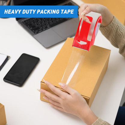 YUMIERO Clear Packing Tape 12 Rolls, Heavy Duty Packaging Tape with Dispenser, Refill for Shipping Packaging Moving Sealing, 2.4Mil 1.88 Inches 60 Yards, Total 720 Yards