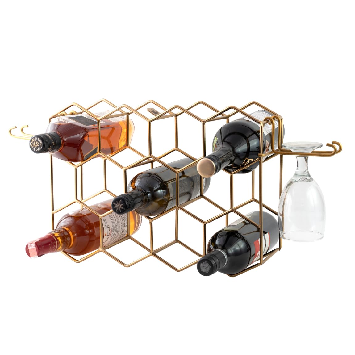 14-Bottle Metal Wine Rack with Glass Holders