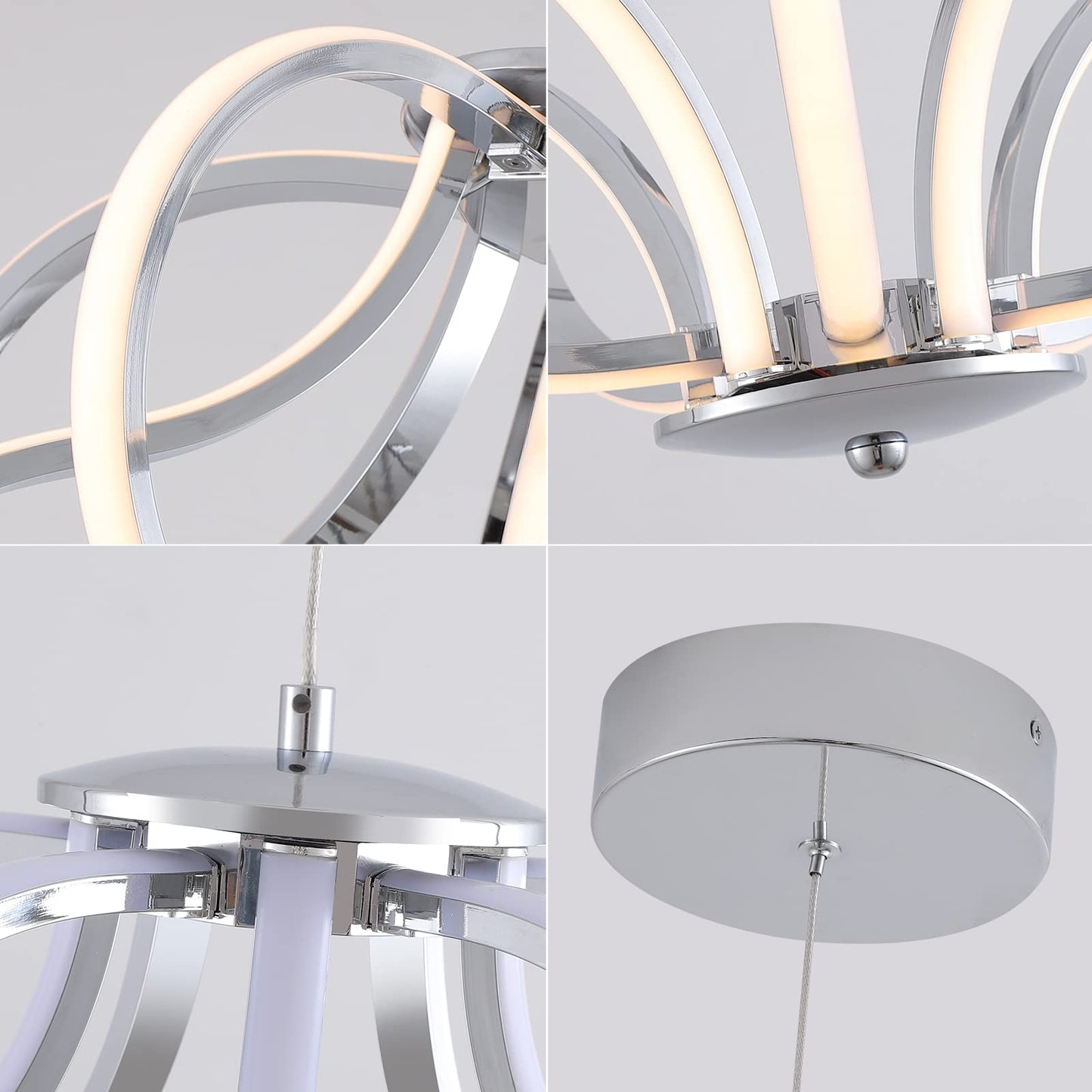 UPDATE: DEAD! Modern LED Chandelier,Chrome Hanging Pendant Lights,Easy Install Suitable for Dining Room Living Room Bedroom Kitchen and Corridor (10 Light, Silver)