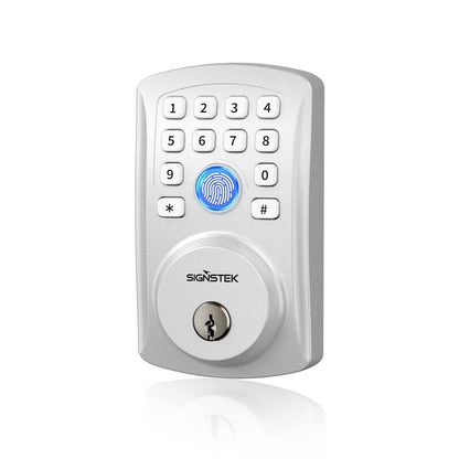 Signstek Fingerprint Door Lock, Keyless Entry Door Lock, Smart Biometric Door Lock with Keypad, Electronic Keypad Deadbolt for Home, Appartment,Bedroom, Easy to Install, Satin Chrome