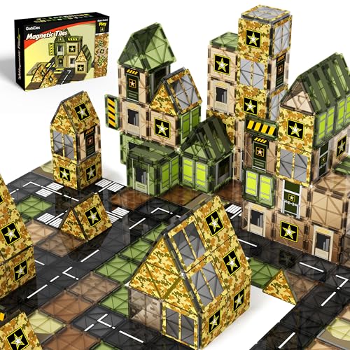GobiDex Army Magnetic Tiles Road Set Building Toys