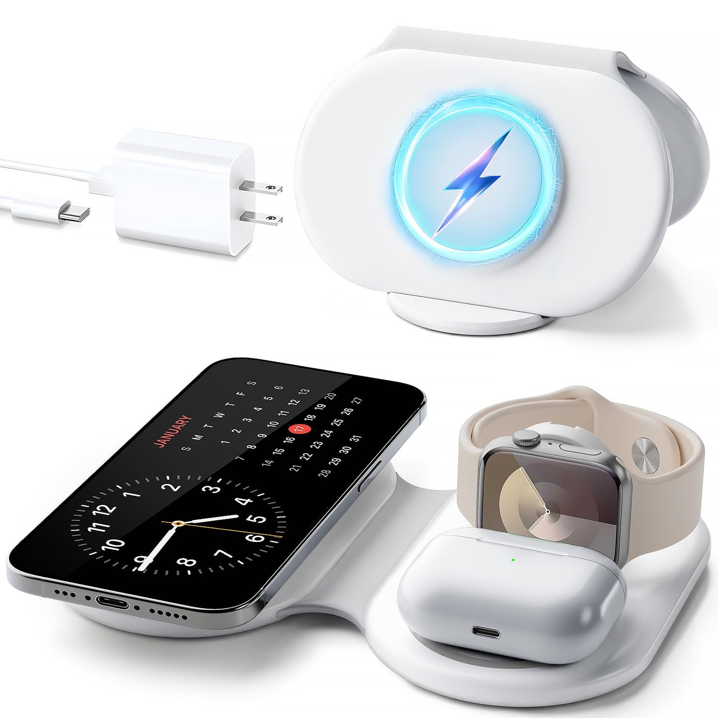 3-in-1 Magnetic Wireless Charger for iPhone & Watch