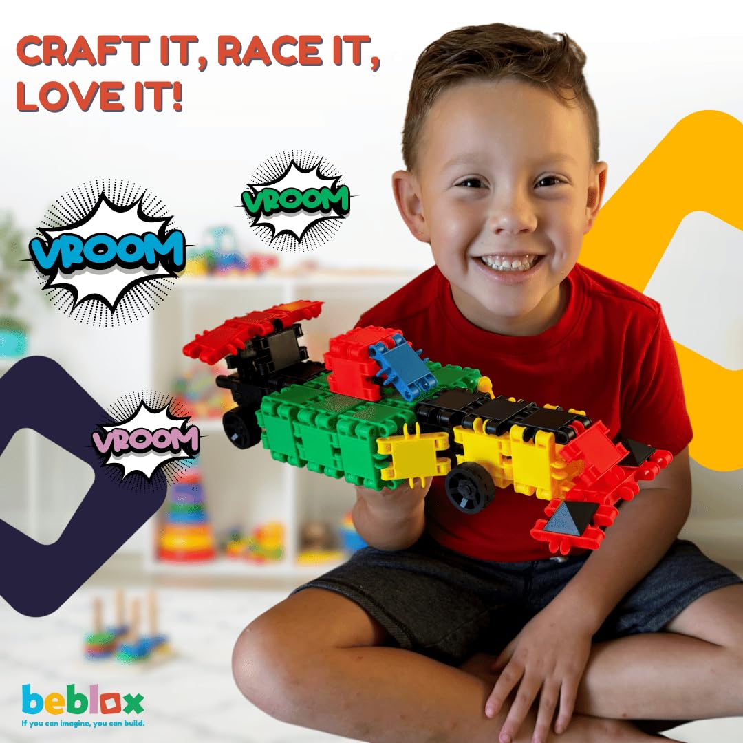 BEBLOX Building Blocks Car Set for Kids