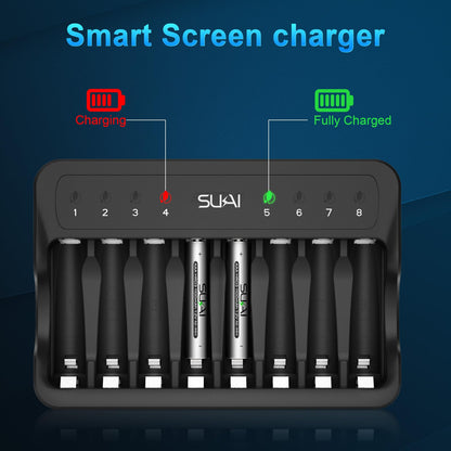 SUKAI Rechargeable AAA Batteries with Smart Charger