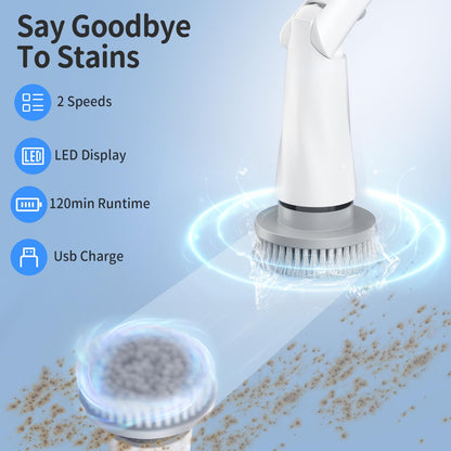 GROMCLIP Electric Spin Scrubber with 8 Heads