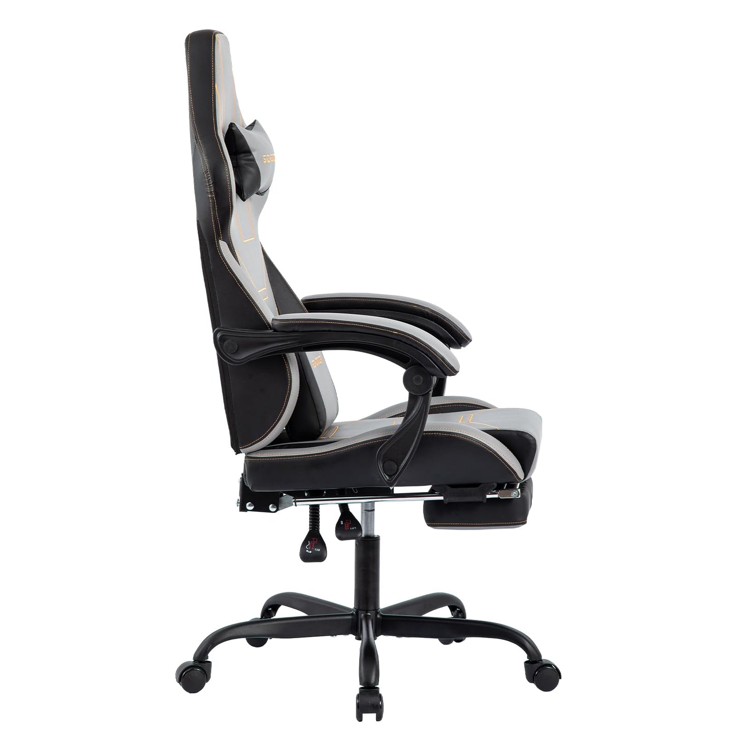 Video Gaming Chair with Footrest, Ergonomic Game Chair with Lumbar Support, Height Adjustable Swivel Racing Gaming Massage Chair, Reclining Computer Office Desk Chair for Adults