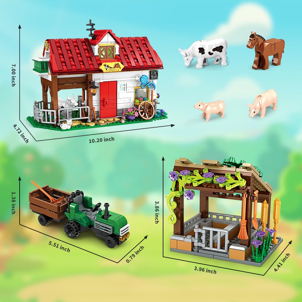 Animal Building Block Kit with Tractor Tools