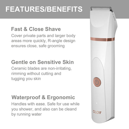 OLOV Waterproof Body Hair Trimmer for Men & Women