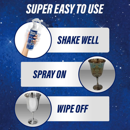 SUPER SPARKLE Silver Polish Cleaner Spray 8 Ounce - Instant Tarnish Remover & Long-Lasting Shine For Sterling Silver - Silver Cleaner Polish For Sterling Silverware - Safely Cleans & Removes Tarnish