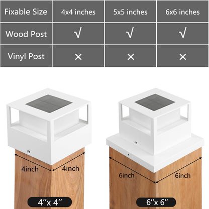 4 Pack Solar Post Cap Lights Outdoor