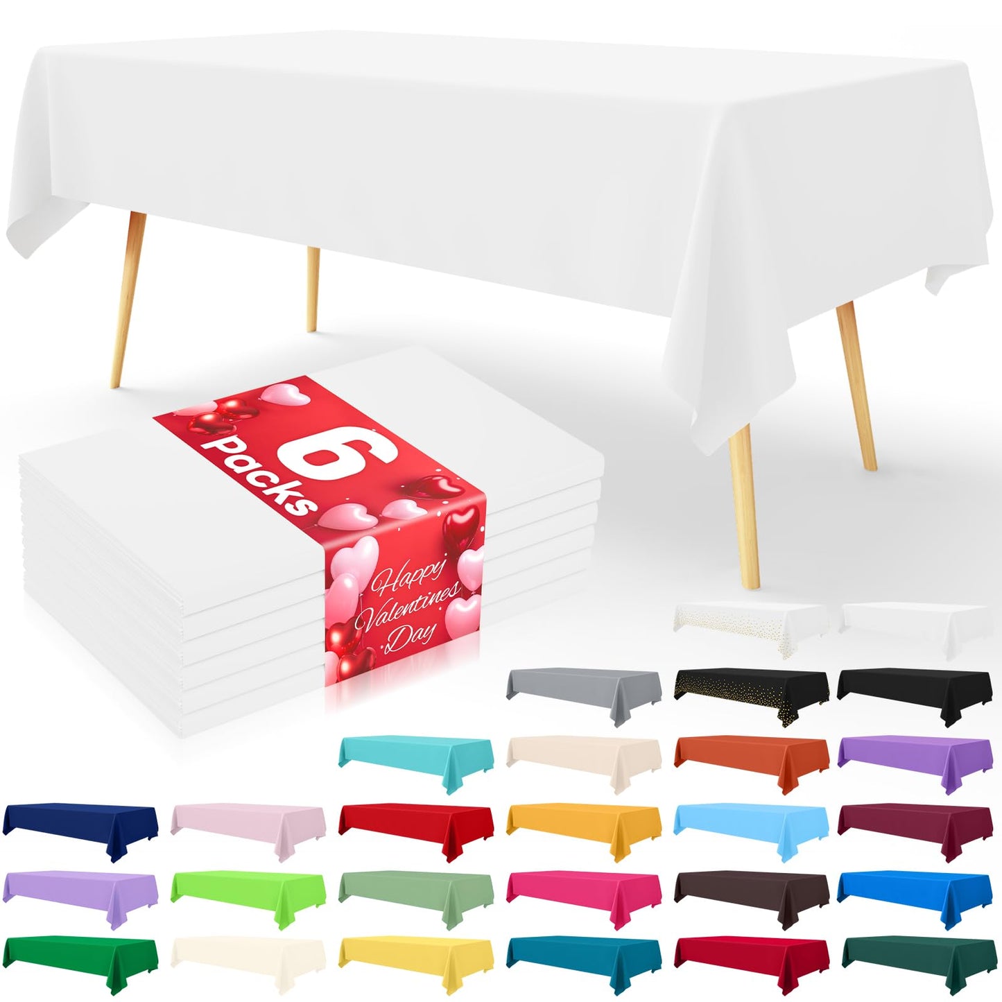 Smiry Waterproof Disposable Tablecloths - 6 Pack