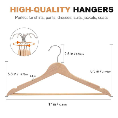 ELONG HOME Wooden Suit Hangers 30 Pack