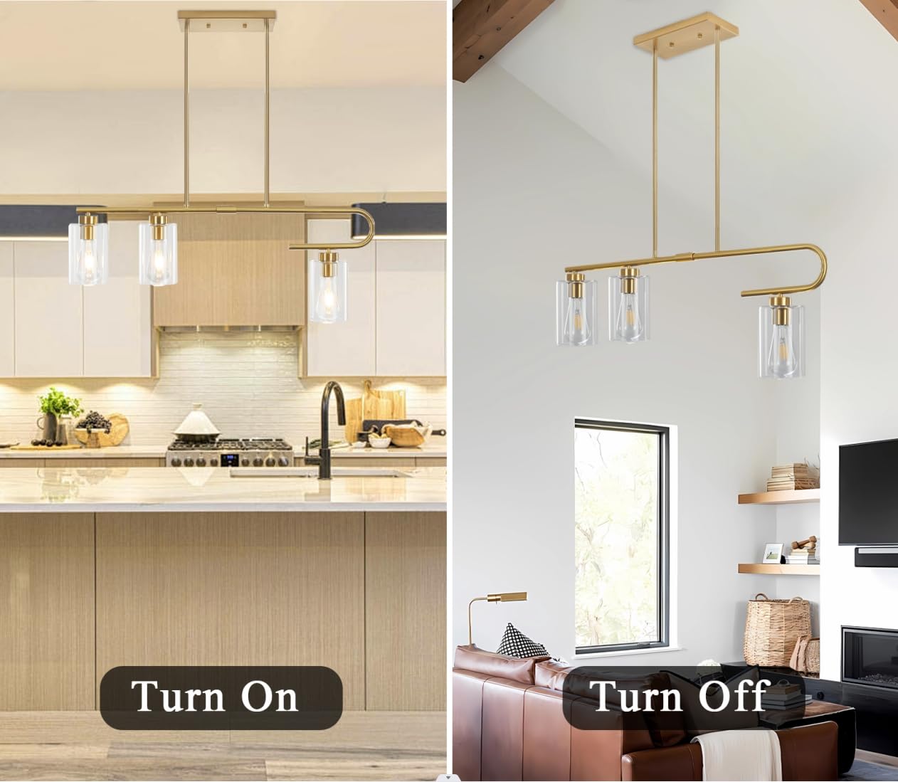 Gold 3-Light Dining Room Chandelier Pendant Light