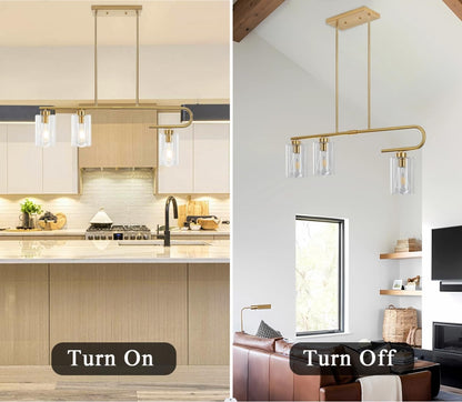 Gold 3-Light Dining Room Chandelier Pendant Light