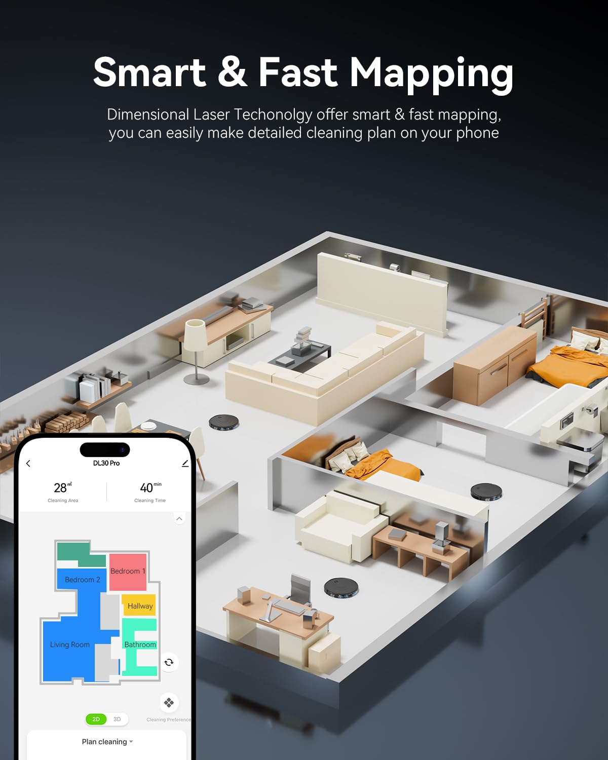 Kewbily Robot Vacuum Mop Combo with LiDAR Navigation