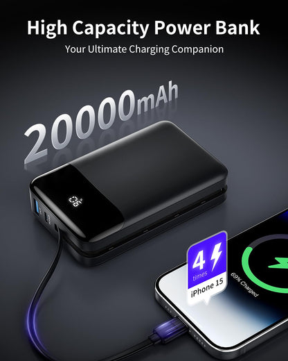 20000mAh High-Speed Power Bank with USB-C Cable