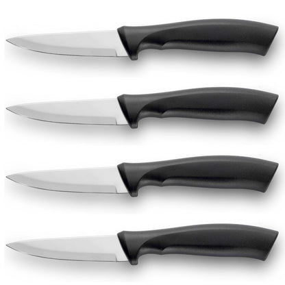 BEWOS 4-Piece Paring Knife Set, 3.5 Inch Paring Knives with Ergonomic Streak Handle, Cutting Knife & Peeling Knife for Vegetable and Fruit, Kitchen Knives, Stainless Steel/Black