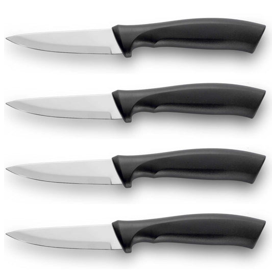 BEWOS 4-Piece Paring Knife Set, 3.5 Inch Paring Knives with Ergonomic Streak Handle, Cutting Knife & Peeling Knife for Vegetable and Fruit, Kitchen Knives, Stainless Steel/Black
